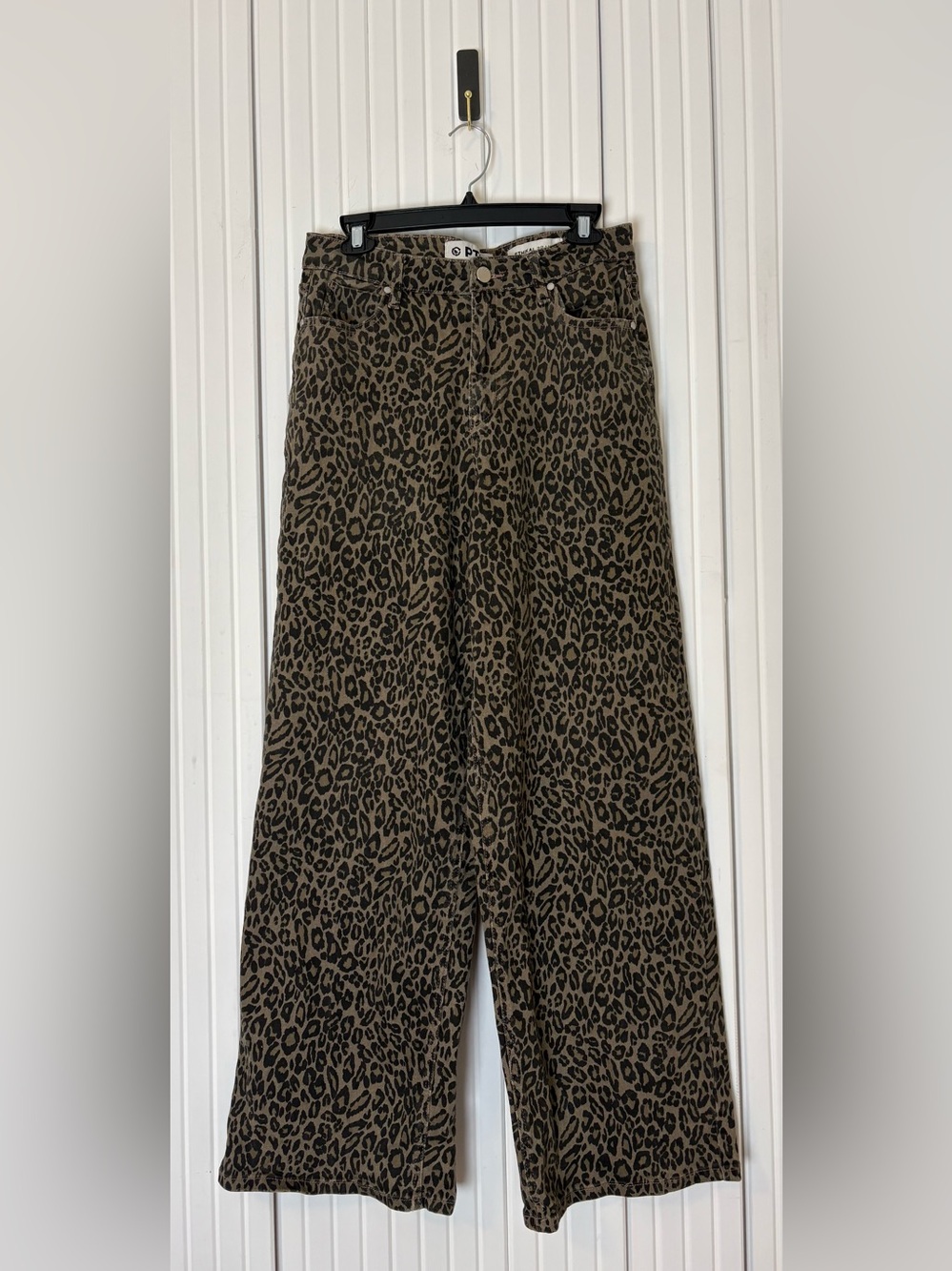 PTCL Ethikal High Rise Wide Leg Leopard Print Jeans 29 Tan Black Animal Print